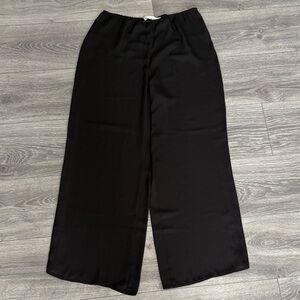 Anne Fontaine Black Wide-Leg Satin Pants 40